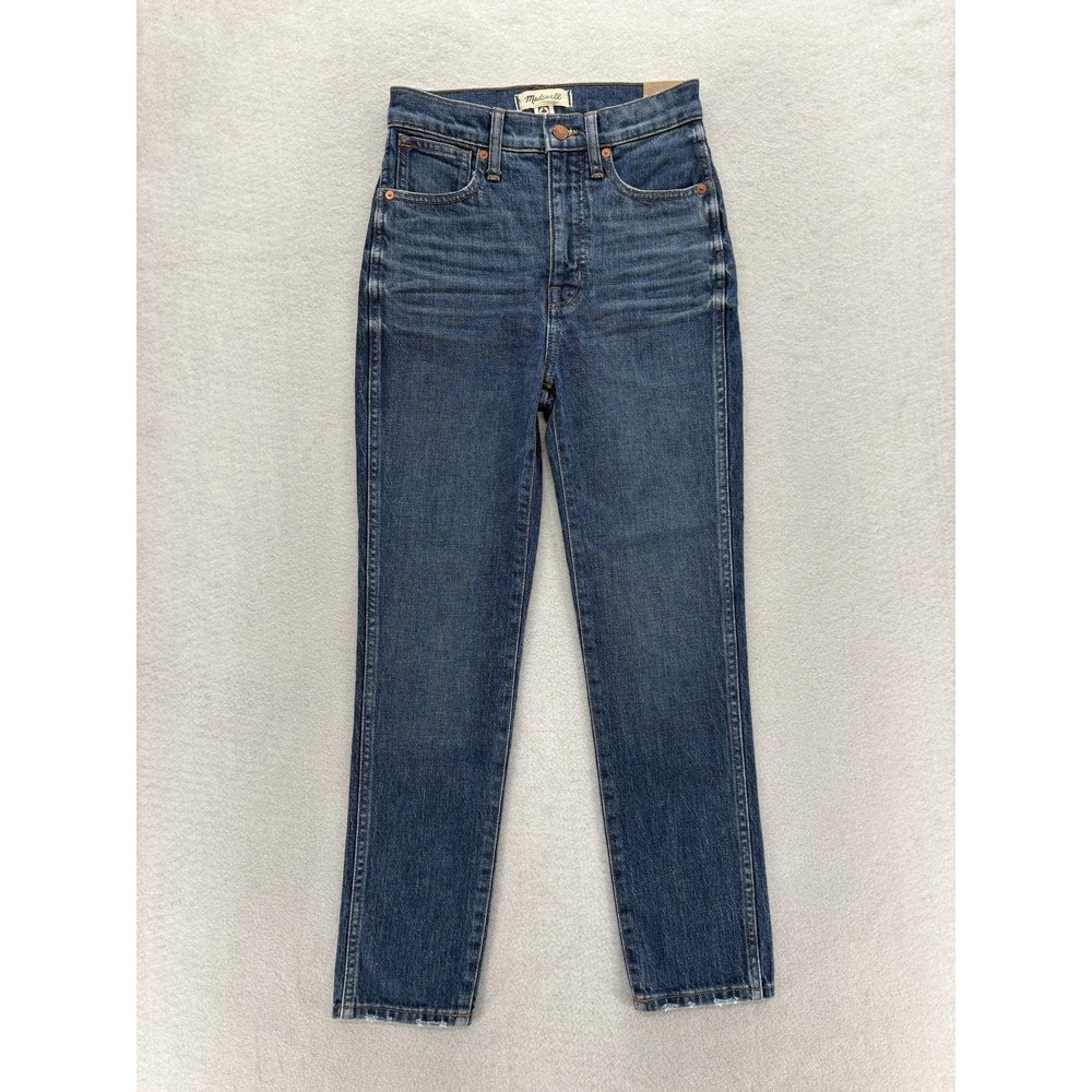 Madewell Stovepipe Jeans Womens 24 Blue High Rise Straight Stretch Denim Preppy